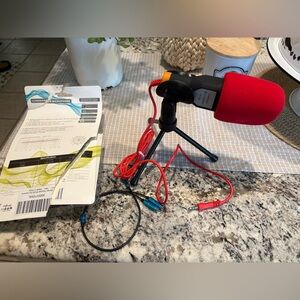 Red Microphone with Stand